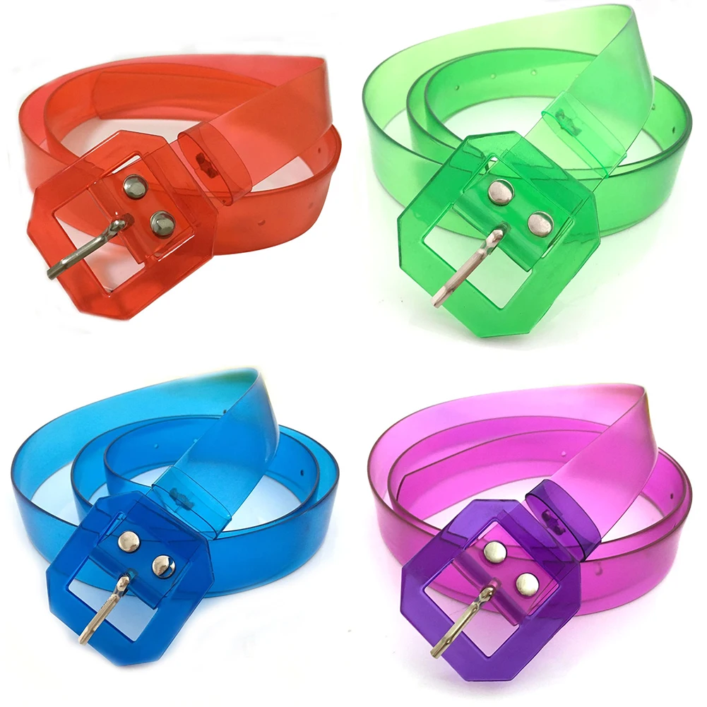 Fashion Transparent Candy Color Women Belt Clear Square Pin Buckle Wide Waist Bands Ladies Waistband Punk Waist Belt