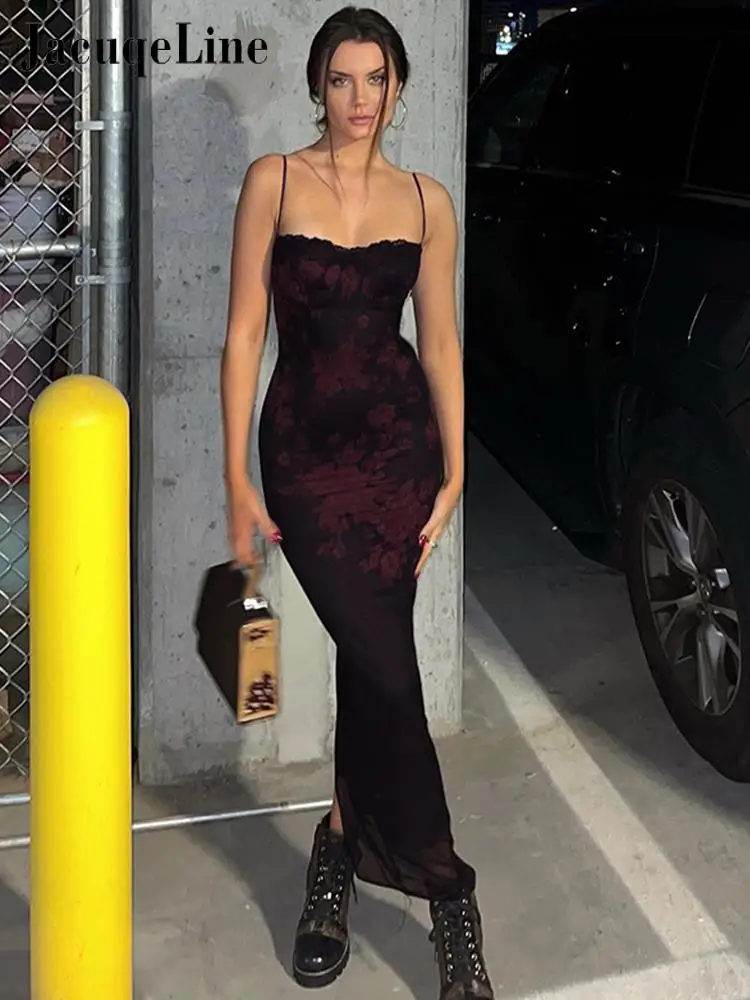 Jacuqeline Summer Flower Print Maxi Dress Sexy Low Out Lace Neck jacuqeline-summer-flower-print-maxi-dress-sexy-low-out-lace-neck