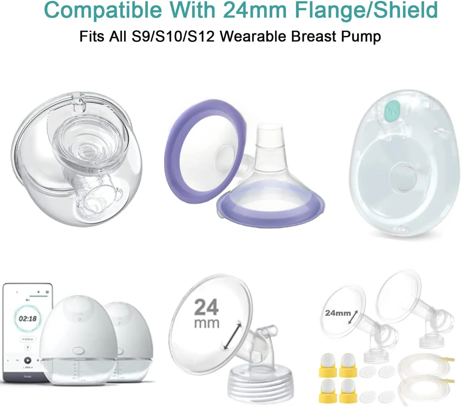 Breast Milk Pump Flange Inserts Breast Shield Converter Pump Replacement 4PCS 13mm 15mm 17mm 19mm 21mm breast pump accessories