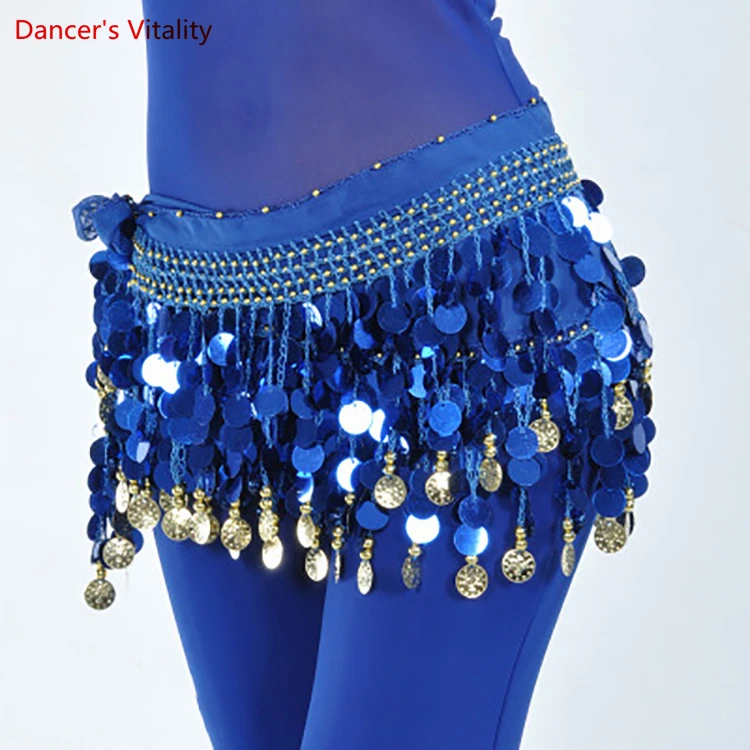 Belly Dance Waist Chain Women Bellydancing Performance Chiffon 88 Coins