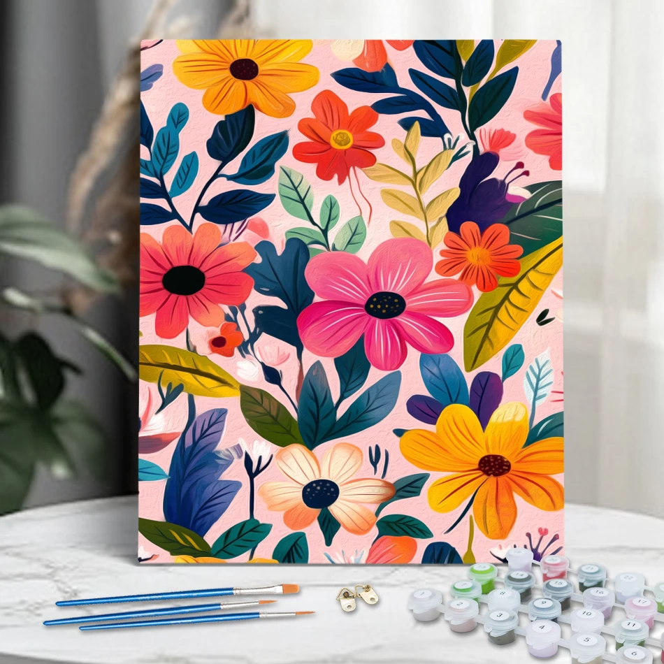 RUOPOTY Painting By Numbers With Canvas Frame Flowers Handpainted Color Markers Oil Painting On Canvas Picture Paint Home Decor
