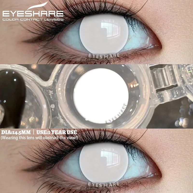 EYESHARE Weiße farbige Kontaktlinsen für Augen, Cosplay, schwarze Augenlinsen, Anime-rote Linsen, 1 Paar jährliche Schönheitskontakte, Make-up – Detail 3