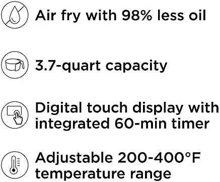 CHEFMAN 5-Quart Digital Air Fryer with Temperature Probe, 8 Customizable  Cooking Presets, Large Easy-View Window, Give Your Food an Extra Crispy