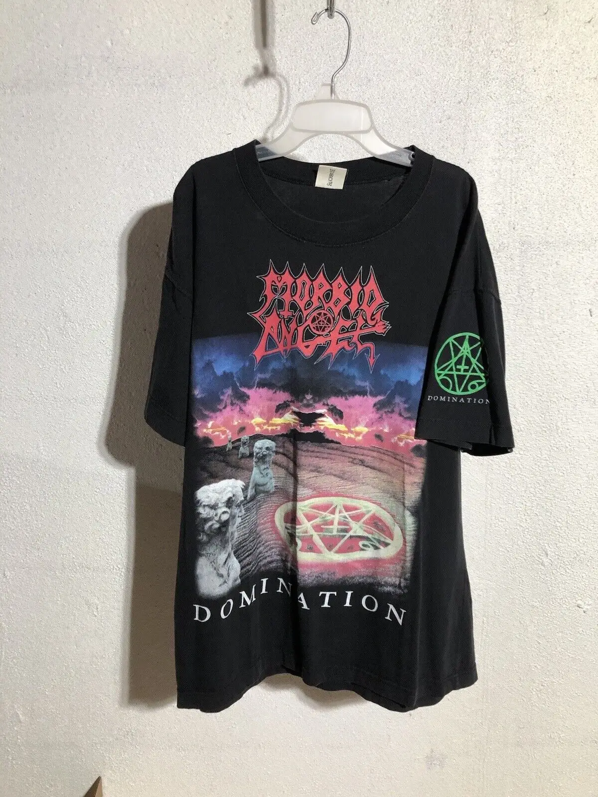 Винтажная Коллекция 1995, футболка с надписью «Морбид Ангел», XL, металлическая лента