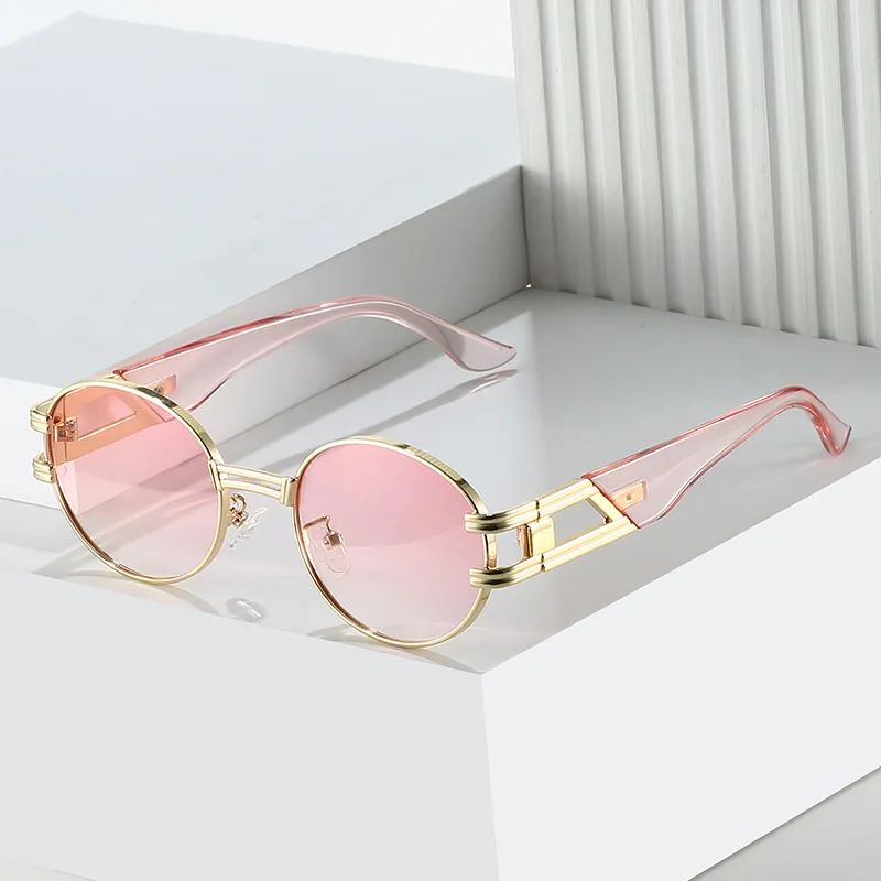 

NYWOOH Fashion Oval Sunglasses Men Classic Brand Design Round Metal Sun Glasses Women Vintage Black Gold Eyewear Shades UV400