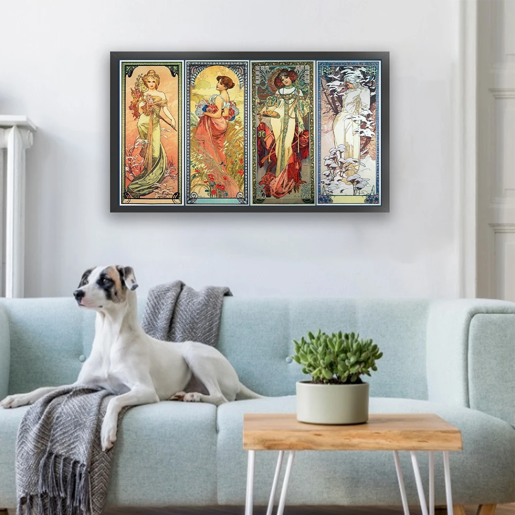 Four Season Goddess Printed Cross Stitch Kit 90x50cm DIY 11CT Thread Art Work
