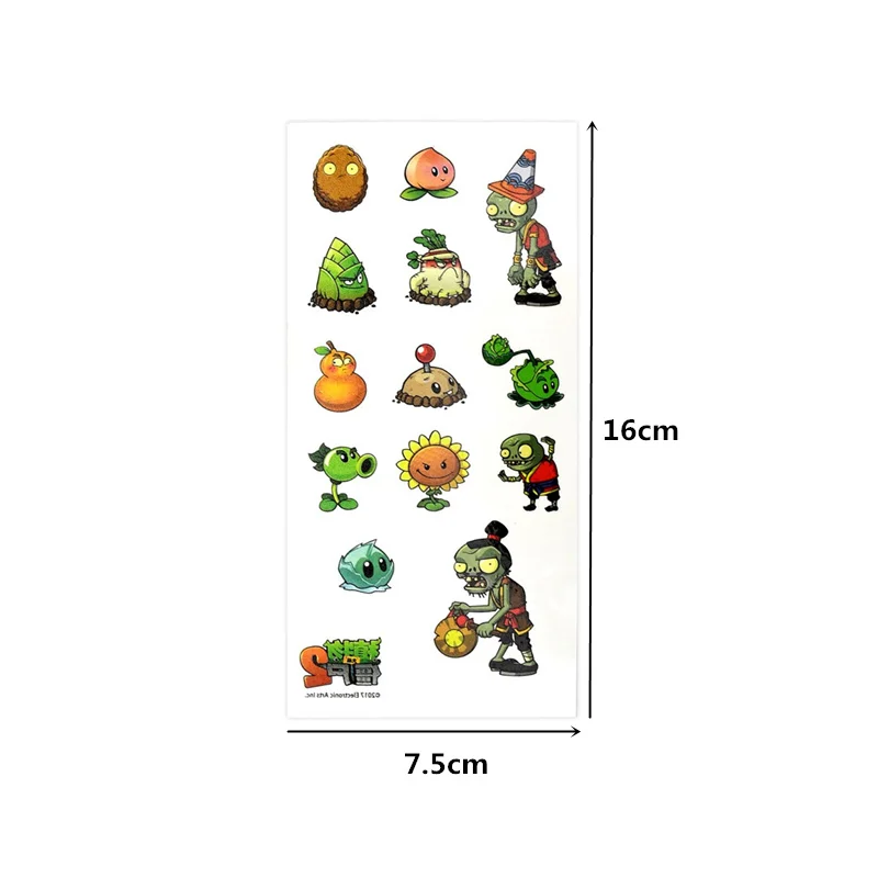 9 Sheets Plant Vs Zombies Waterproof Temporary Tattoo Sticker Party Supplies tattoo sticker temporary tattoo sticker