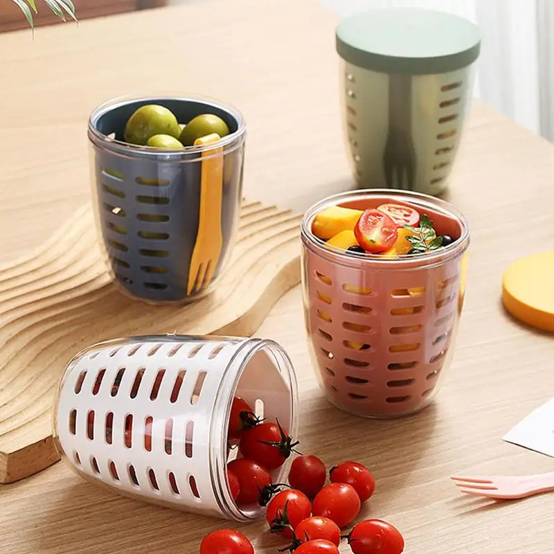 

Fruit Bowl With Strainer Portable Vegetable Drain Container MultifunctionalFood Storage Dispenser For Kitchen Home Accessories