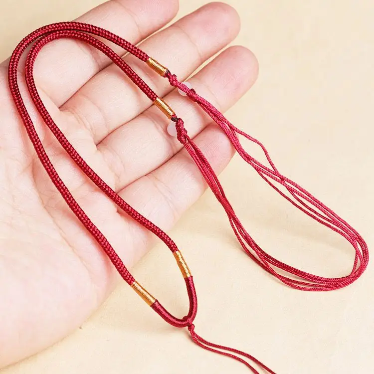 Hand-Woven Jade Pendant Necklace - Unisex Thin Rope Design