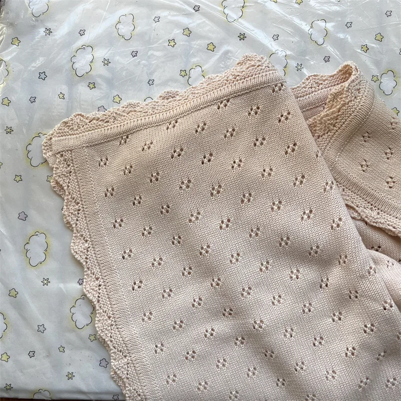 Knitted Baby Blanket Summer Newborn Swaddle Wrap Baby Receiving Blankets Cotton Soft Boy Girl Infant Crib Sleeping Blanket swaddle blanket cotton swaddle cotton knit blanket knit blanket