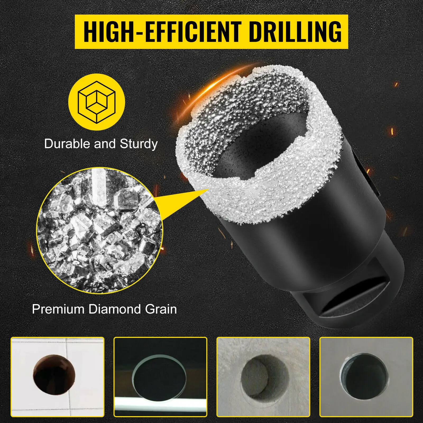 Vevor M14 Thread Diamond Dry Drill Bit & Saw Blade Vacuum Brazed Drilling Core Bits Porcelain Tiles Granite Marble Hole Saw Tool