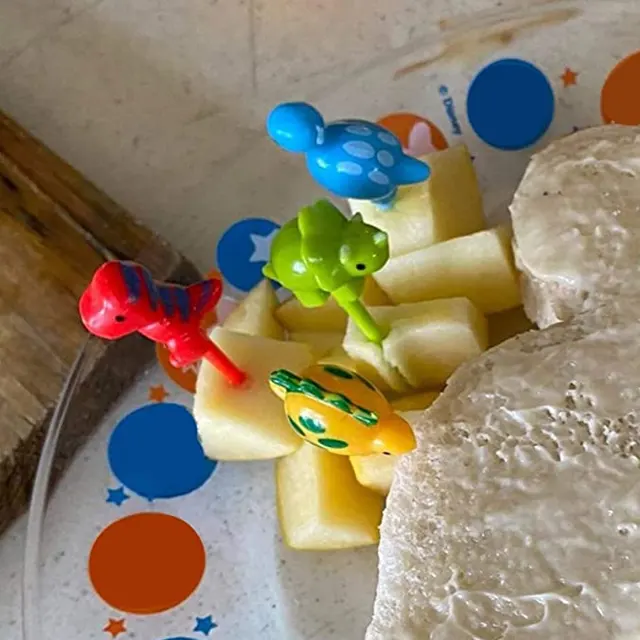 6 db/Beállított Állati Ételek Gyerekeknek Aranyos Dinoszaurusz Rajzfilmek Gyümölcs Fogpiszkálók Ebéd Bento Box Gyerekek Kiegészítők - Image 5