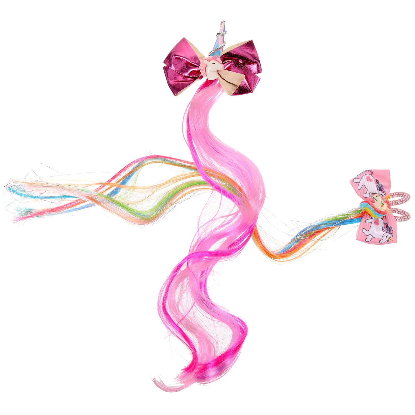 

2pcs Unicorn Glittering Bowknot Hairpins Gradient Color Barrette Hair Clips Hair Accessories for Kids Little Girls