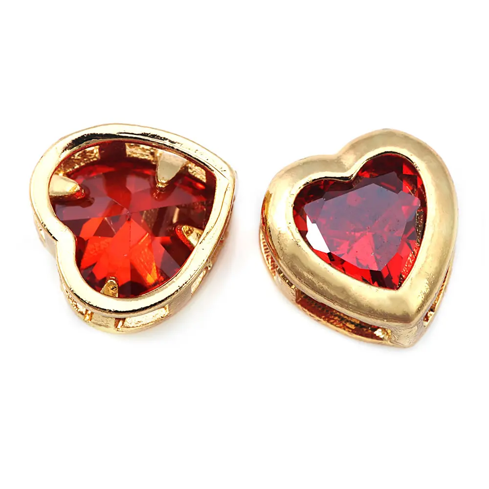 Pulsera de Abalorios de Brass de Oro 18K con Encantos de Corazón de Zirconia - details 14