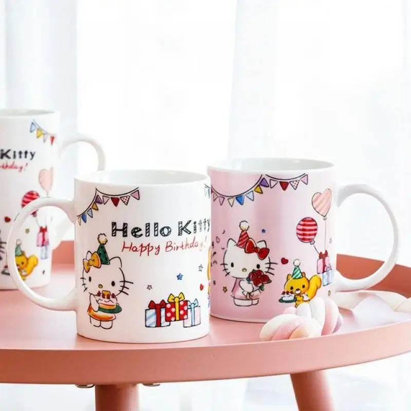 

Kawaii Hellokitty Anime Printed Pattern Ceramics Water Cup Good Look 350Ml High Capacity Milk Coffee Home Decor Adult Kid Gifts