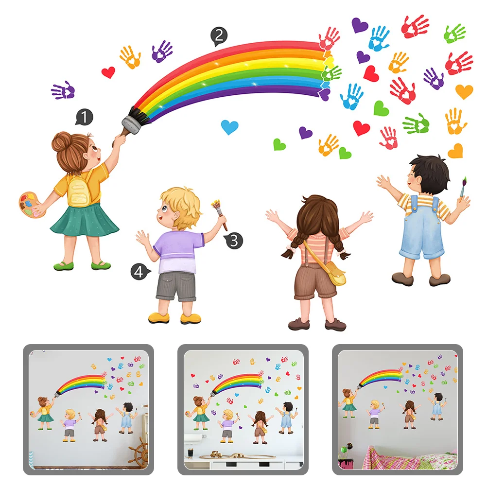 

Cartoon DIY Collage Self-adhesive Rainbow Children's Room Wall Sticker Decoration Pvc Bedroom