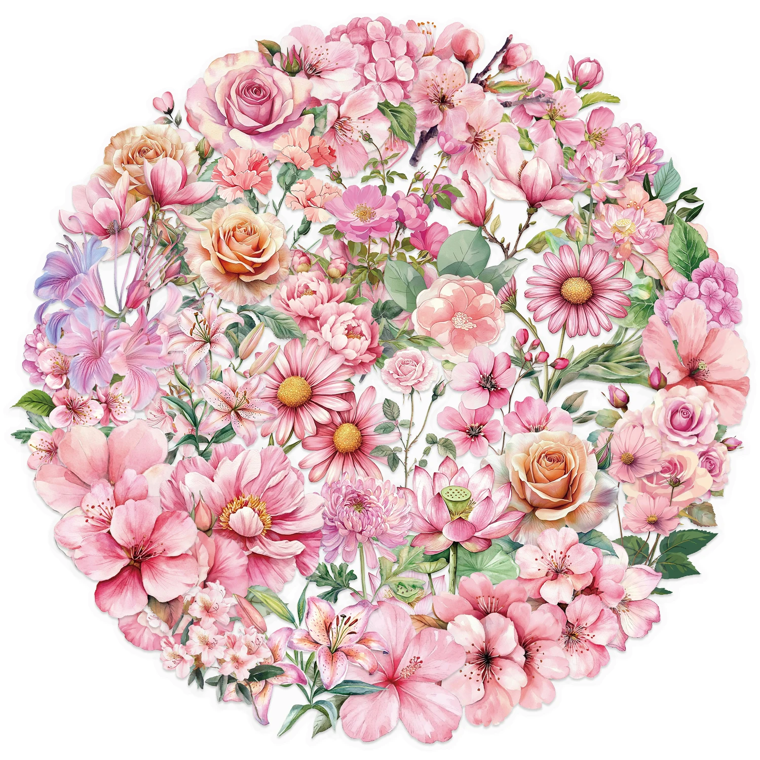 Flower stickers DIY luggage guitar notebook graffiti decoration 50Pcs Cute cartoon PET toy sticker