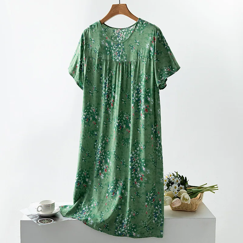 Women's Bamboo Viscose Nightgown - Sleeveless V-Neck Sleep Dress, Lightweight & Breathable (M, Pale Blue)