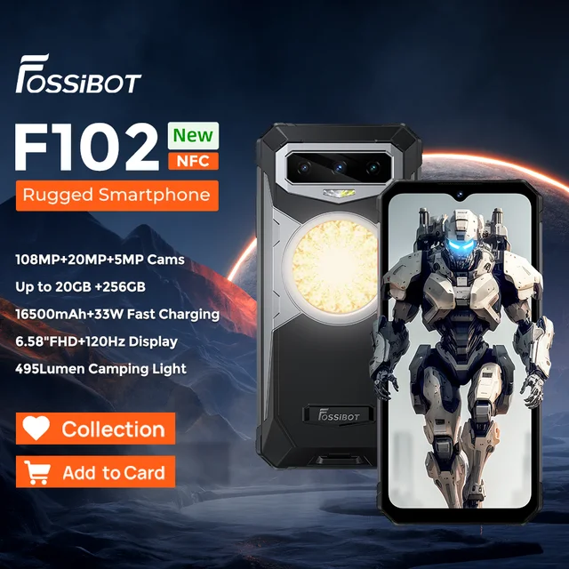 Fossibot F102 Rugged 12GB+256GB 16500mAH Android 13,6.58 FHD, IP68 ...