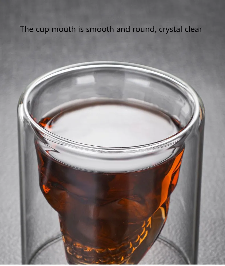 

Double-layer transparent skull glass coffee cup senior wine glass bar club whisky vodka beer 618 festival buy one get one free