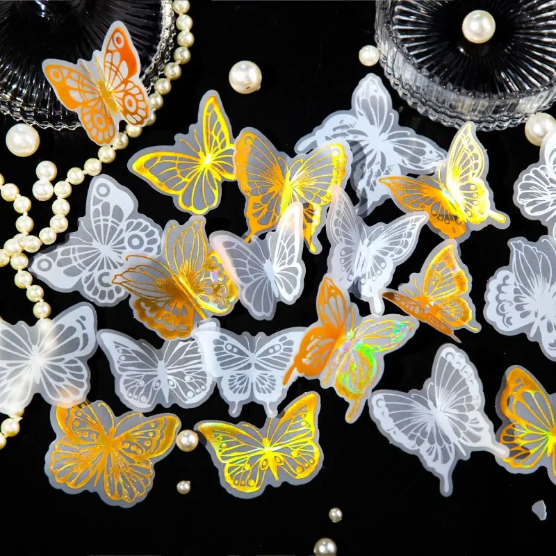 

20 шт наклейки Золотой бронзирующий лазерный материал коллаж прозрачный дневник декоративный фон Скрапбукинг 125*85 мм