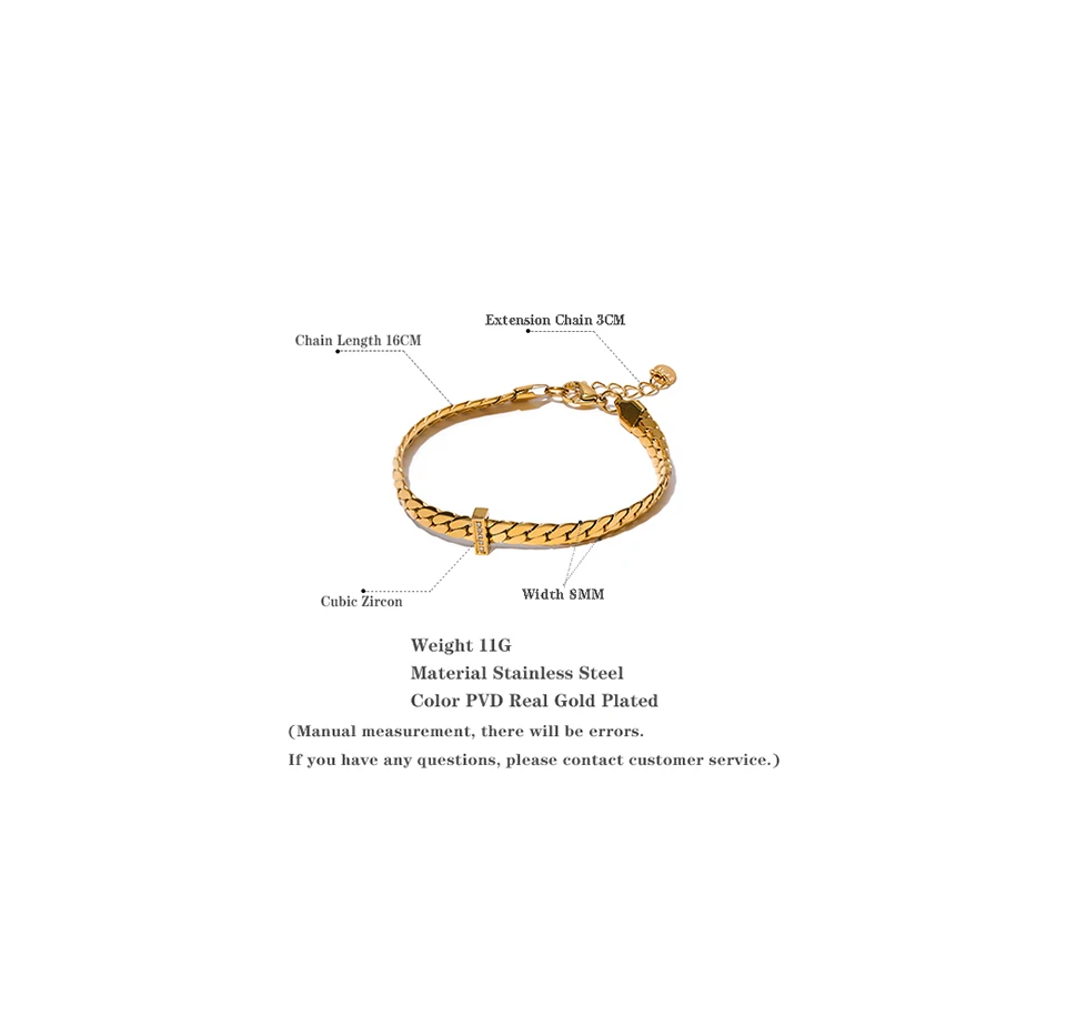 Yhpup High Quality 18K Gold Plated Cuban Chain Stainless Steel Bracelet Bangle Zircon Statement Chic Fashion Waterproof Jewelry -Sf67ce43c4294485ab5f4bc2d80f0d503d