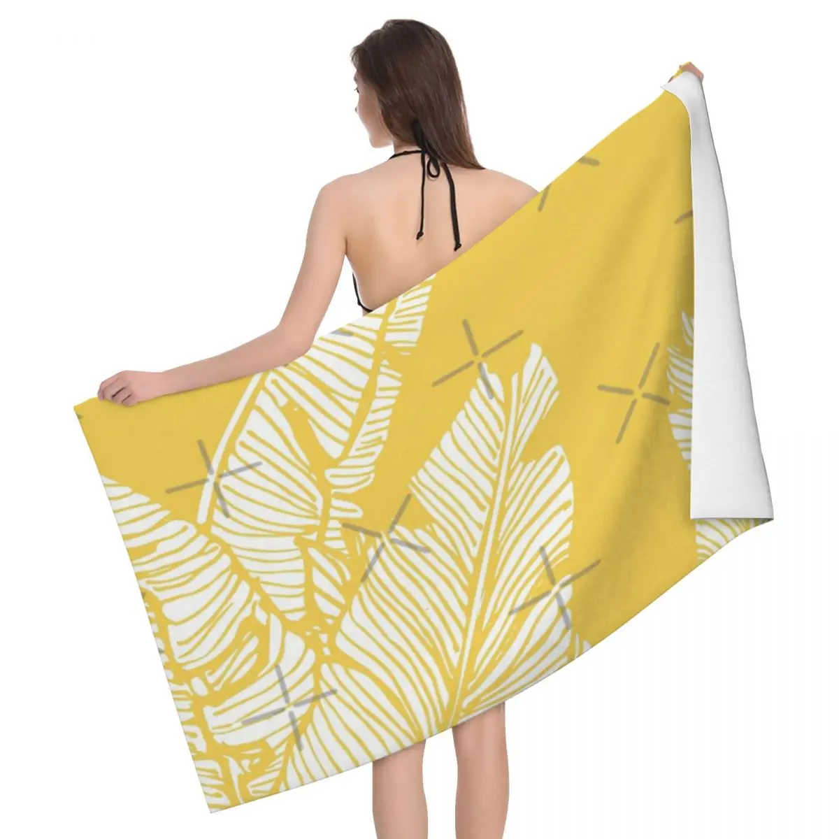 

Banana Leaves On Yellow 80x130cm Bath Towel Soft For Beach Souvenir Gift