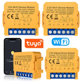 WiFi ZigBee Smart Dimmer Switch Module Works With Alexa Google Home 1/2 Gang LED Lights Dimmable Switch Mini Smart Switch 1