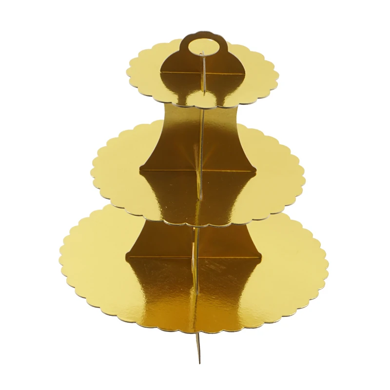 3-Layer Paper Bronzing Cake Stand Birthday Party Wedding Cake Decoration DIY Paper Craft Dessert Display Stand Tools