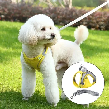 Breathable Pet Harness Escape-Proof Reflective Dog Harness for French Bulldog Harness Vest Puppy Pet Outdoor Walking Lead Leash