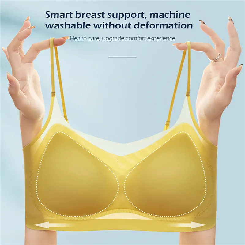 Womens Bras Womens Lingerie Women's Ultra-Thin Ice Silk Seamless Underwear Thin Section Breathable Sling Beautiful Back Vest Big Chest Small Sleep Bra