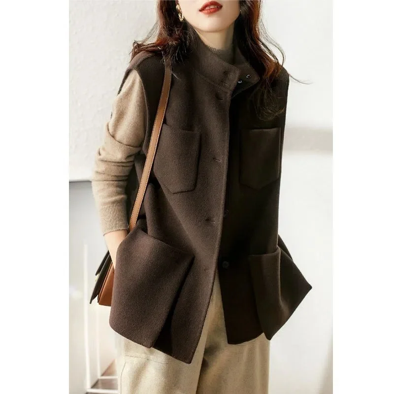 Big-Name Withdrawal Cabinet Foreign Trade Tail Cut Standard 2022 New Women's Sweater Vest Coat Solid Color Outside The Vest Vest