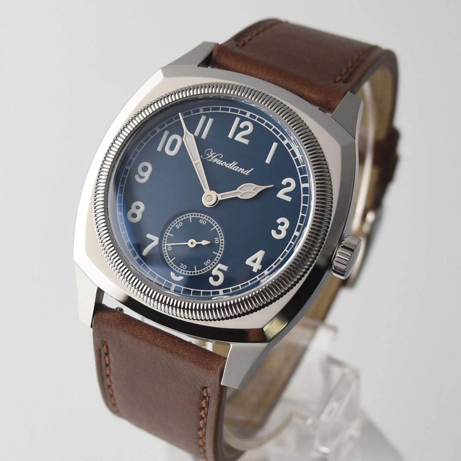 Hruodland F018 Classic Automatic Dress Men\'s Watches Spphire Galss Seagull ST17 Mechanical Stainless Steel Wristwatch for Male