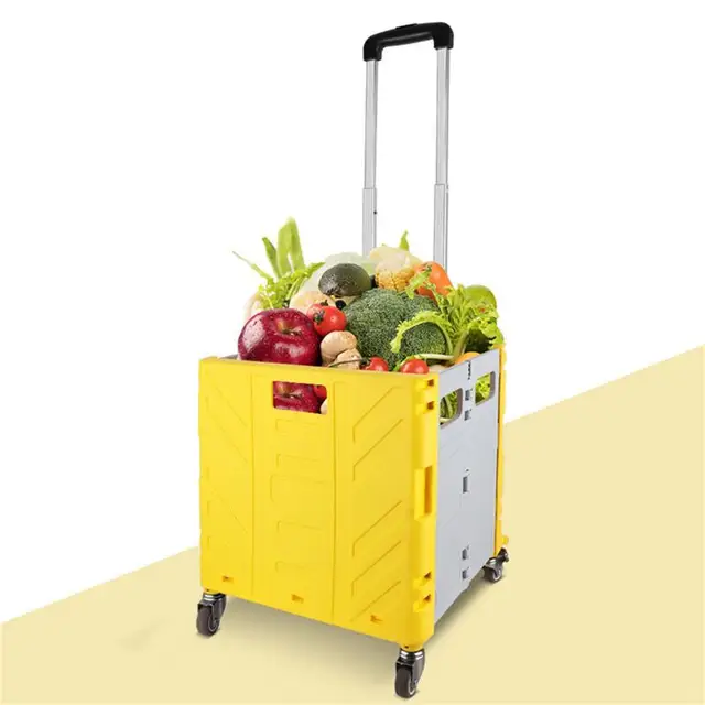 Gördülő Láda Kerekekkel Összecsukható Bevásárló Kocsi Nagy Teherbírású Kosár Teleszkópos Fogantyúval Élelmiszer -Bevásárló Iroda Számára - Image 2