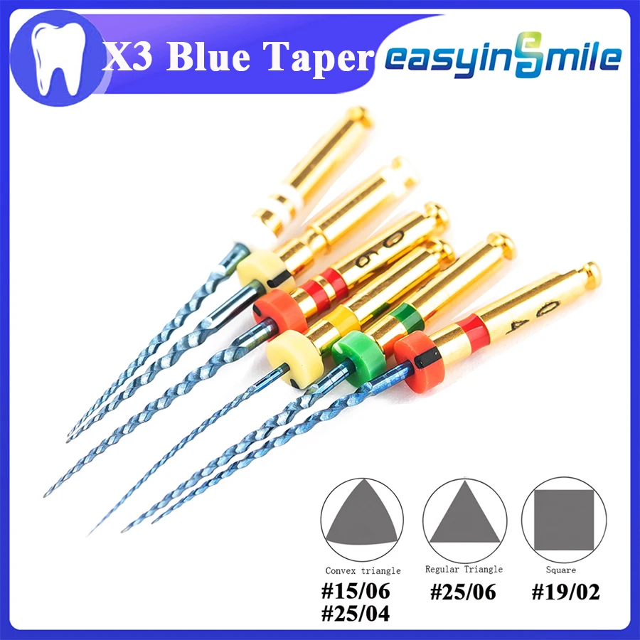

6Pc Dental Endo Rotary Files Endodontic Niti Files X3-Pro Gold Taper Max 21/25/31MM EASYINSMILE
