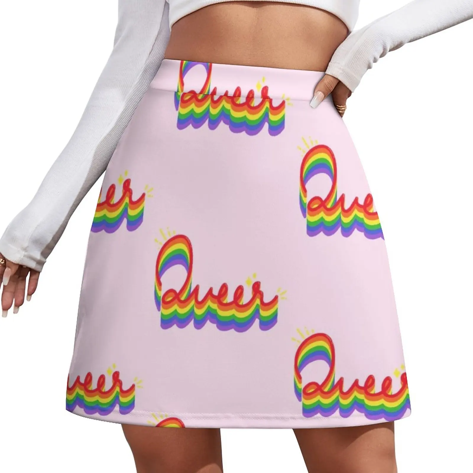 queer,transgender,live with pride,Rainbow Pocket Pride Shirt, Gay Pride T-Shirt, Cute Rainbow Tee, Pride Rainbow Prin Mini Skirt