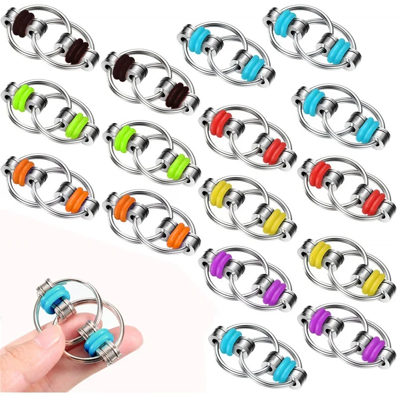 Antistress Fidget Toys Bike Ring Chain Adults Kids Relieves Stress Hand Spinner Keychain Toys For Decompression Children Gifts