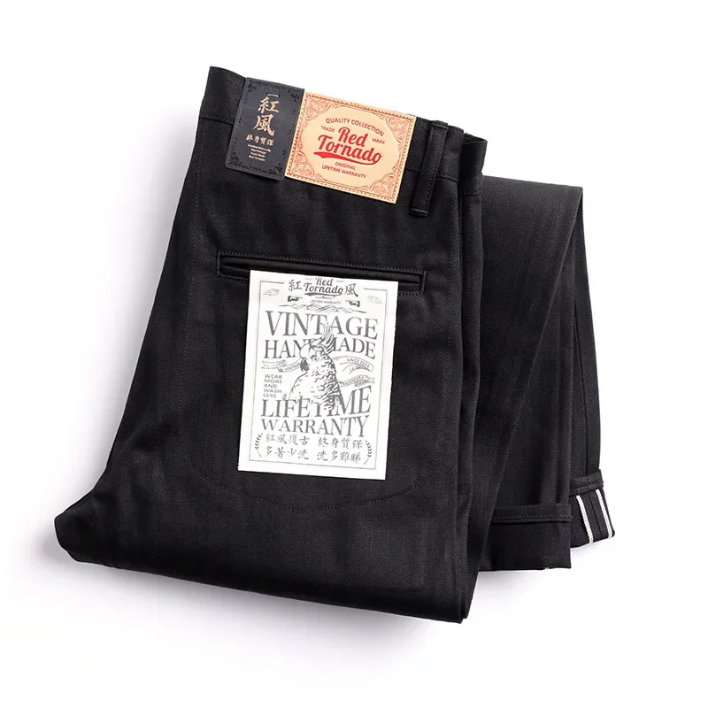 DN-0002 Vintage 14 Oz Indigo Selvage Stylish Trousers Mens Casual Chino Raw Denim Jean Pants Size 28-42 2