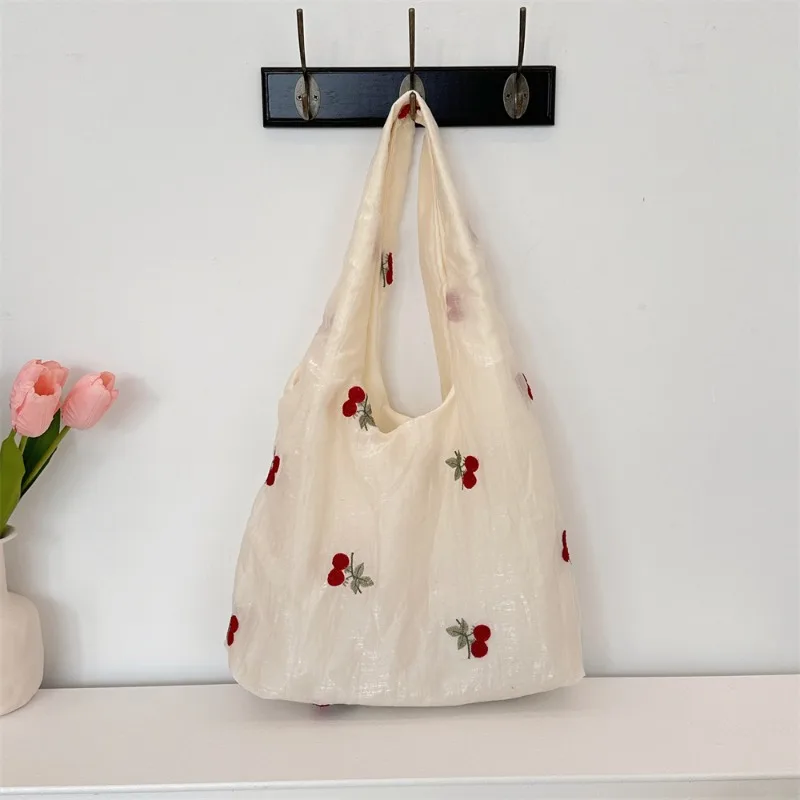Designer Bags Luxury Cherry Embroidered Canvas Tote Bag Women's