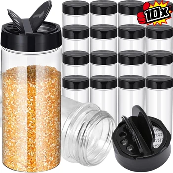 10/1PCS Clear Spices Bottle Salt Pepper Shakers Plastic Barbecue Seasoning Jars Condiment Box Home Kitchen Powder Storage Can 1