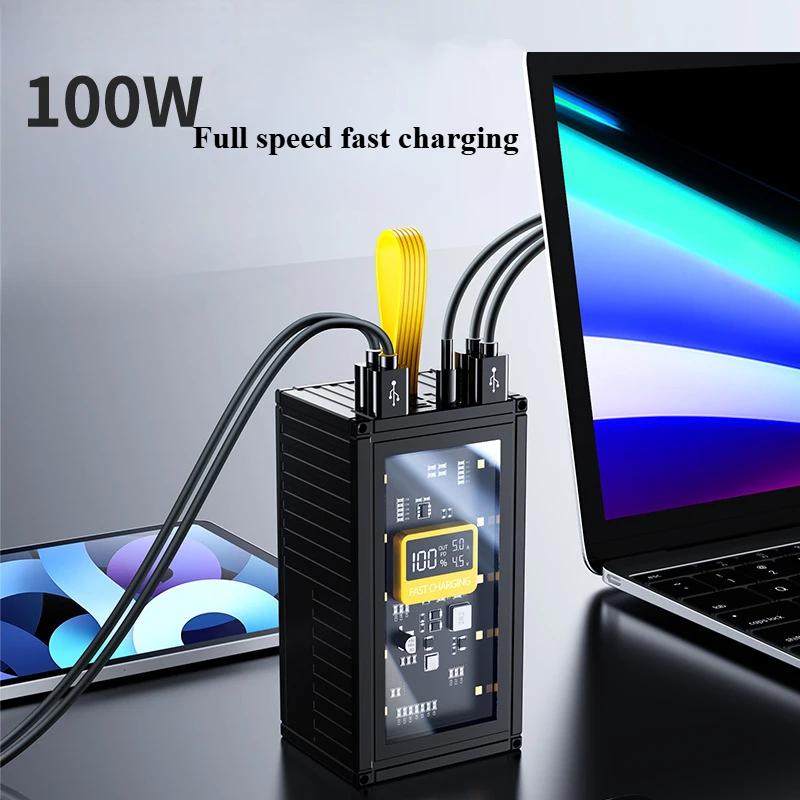 Contenitore trasparente Power Bank 50000mAh Capacità ultra grande PD100W Power Bank mobile resistente alle cadute Capacità ultra grande - Image 4