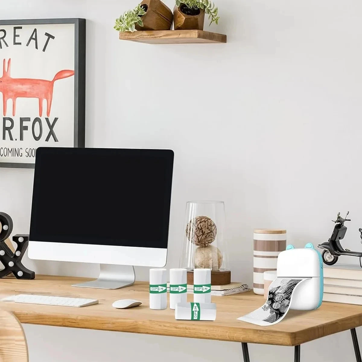 Thermal Sticker Paper Self-adhesive Printer Paper Photo Printer Labels For Photos Notes 5.7 x 2.5cm,20PCS Mini Printer Paper