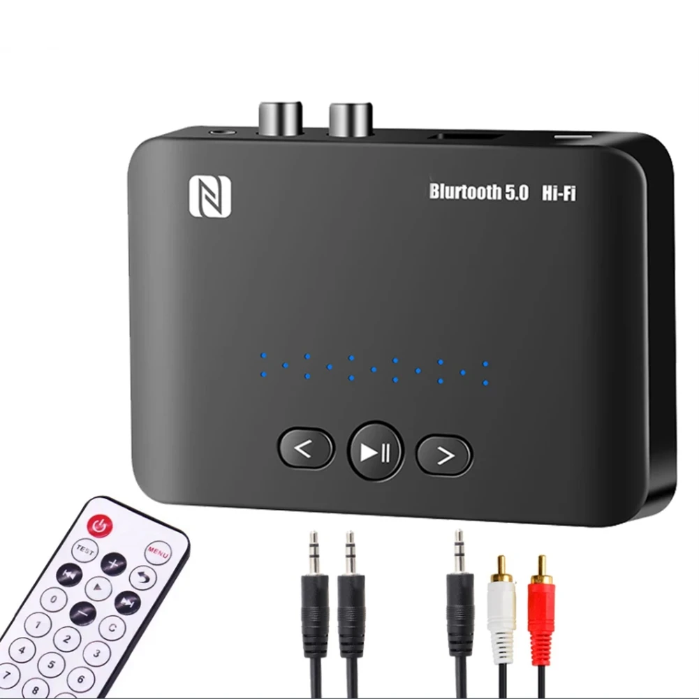 

NFC Bluetooth 5.0 Audio Receiver 3.5mm AUX RCA Wireless Stereo Music Adapter Support U Disk Play with IR Remote Control