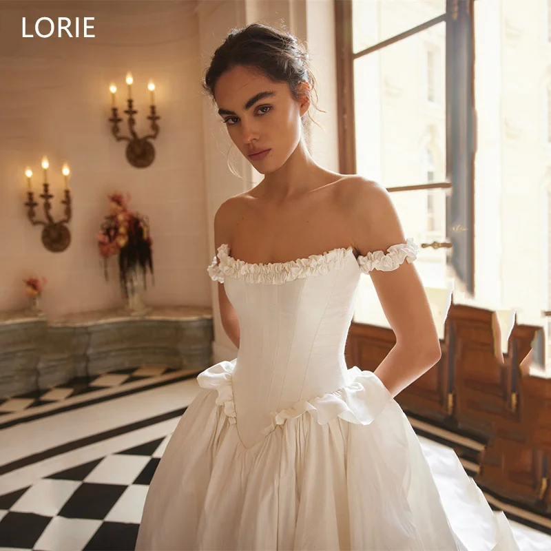 LORIE BOHO A 라인 웨딩 드레스 오프 숄더 매력적인 셔링 민소매 202..