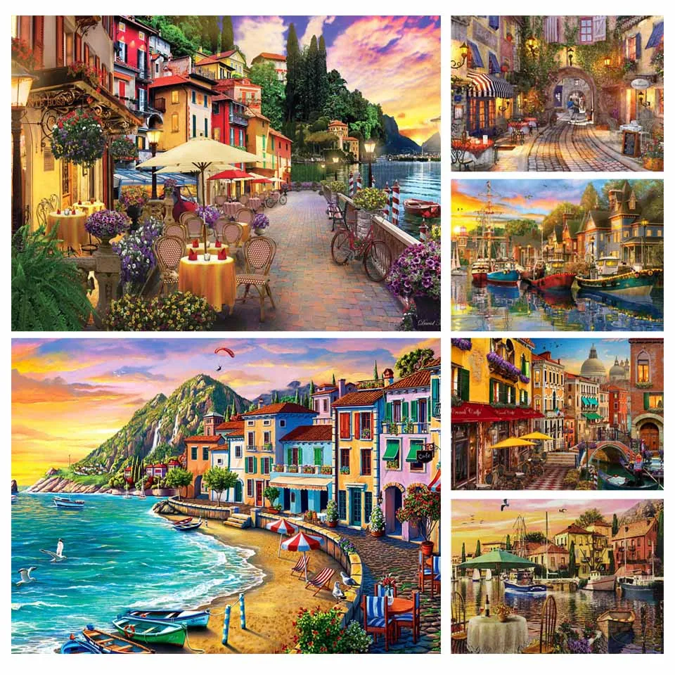 Italy Lake River 5D Diamond Painting Street Scene Mosaic Rhinestones Diamond Embroidery Landscape Cross Stitch Diy Home Decor