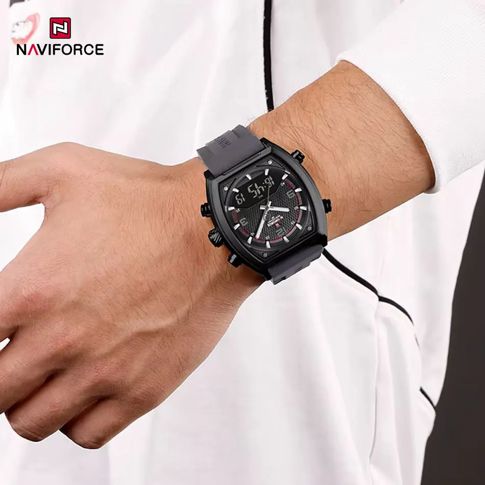 NAVIFORCE Brand Men Sports Watches Dual Display Analog Digital ...
