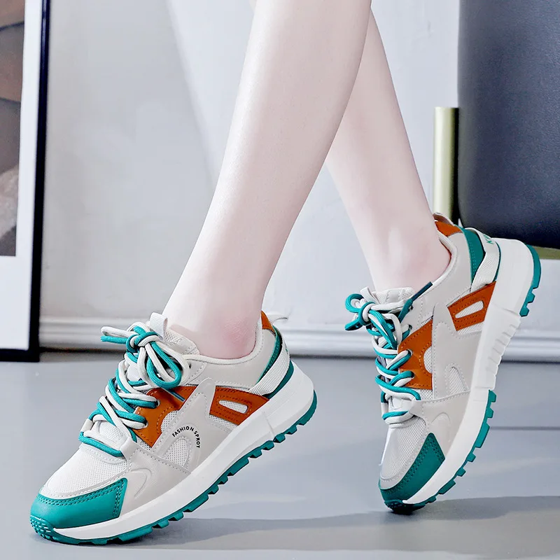 

ashion White Breathable Sneakers Women Low-Heel Flat Platform Ladies Lace-Up Fashion White Shoes Zapatos De Mujer Zapatos