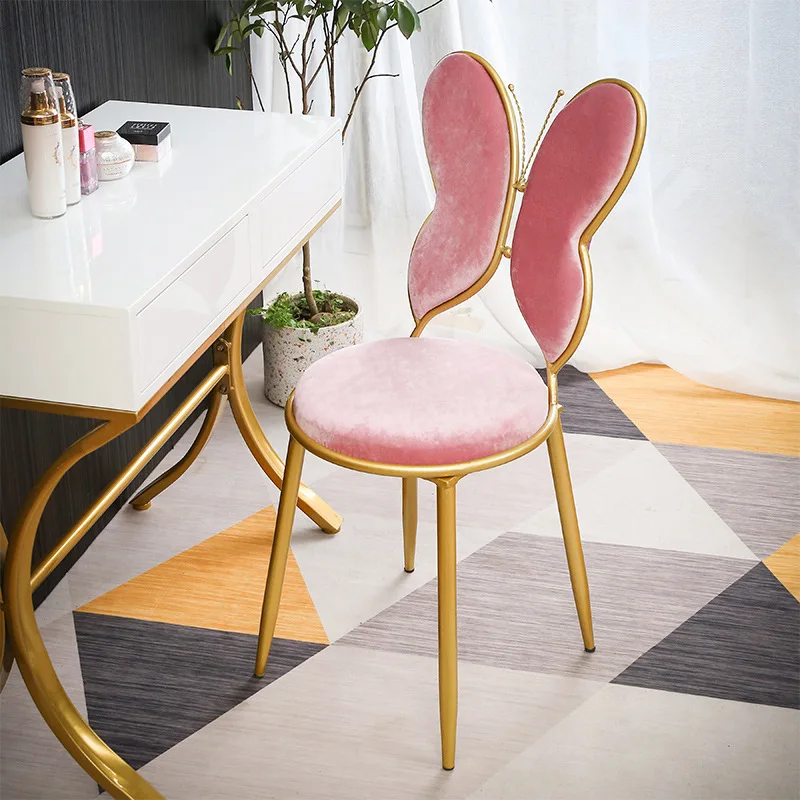 

Modern Minimalist Bowknot Light Luxury Dressing Stool Bedroom Ins Nordic Girl Backrest Makeup Nail Chair