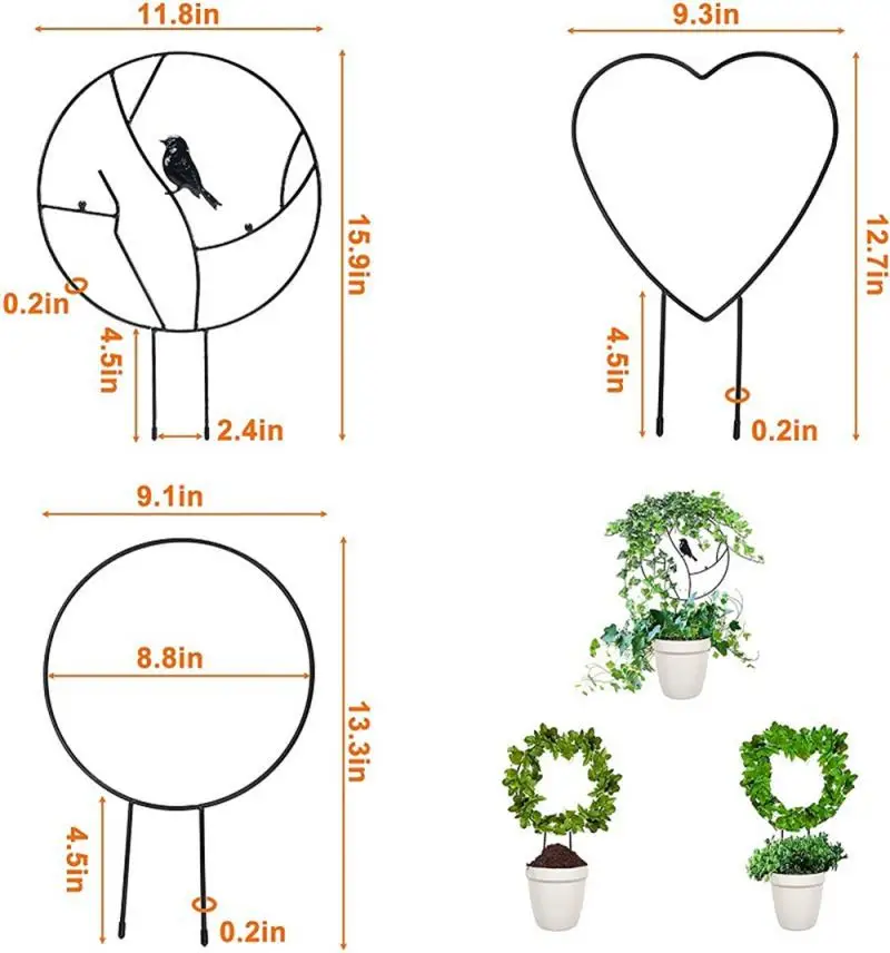 Garden Plant Support Stake Stand Vine Climbing Rack Flower Plant Trellis Support Frame Garden Decor 2/1Pc plant stakes