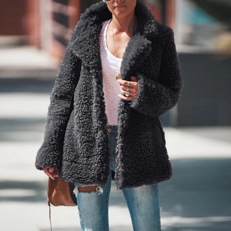 2023 Winter Warm Slim Fit Female Jacket Solid Cardigan Plush Coats High Quality Jacket Oversize Coats Autumn Fashion Coat  New